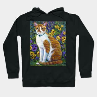 Colorful Orange Tabby in the Flower Garden Hoodie